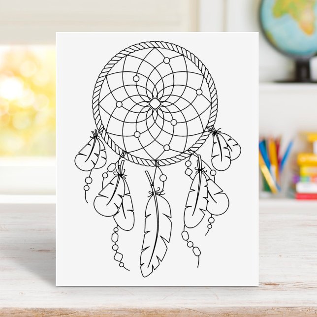 Tribal Dreamcatcher Boho Coloring Page Rubber Stamp (Creator Uploaded)