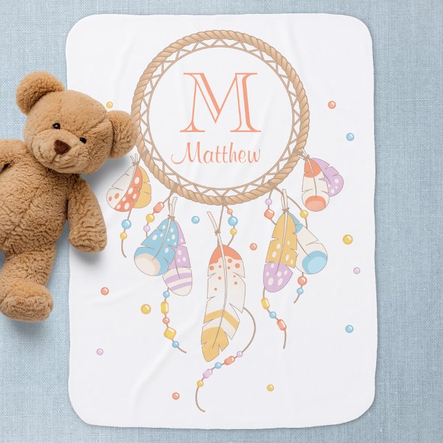 Tribal Dreamcatcher Boho Monogram Baby Blanket (Creator Uploaded)