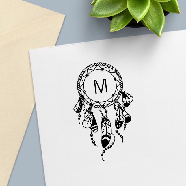 Tribal Dreamcatcher Boho Monogram Self-inking Stamp (Creator Uploaded)