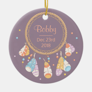 Tribal Dreamcatcher Boho New Baby Keepsake Ceramic Ornament
