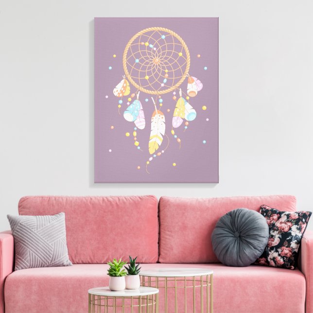 Tribal Dreamcatcher Boho Purple Canvas Print (Insitu(LivingRoom))