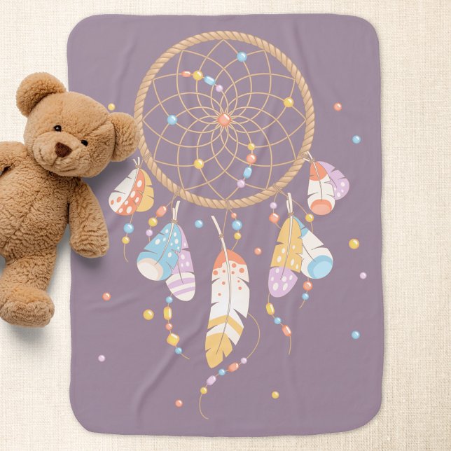 Tribal Dreamcatcher Boho Purple Double-sided Receiving Blanket (Creator Uploaded)