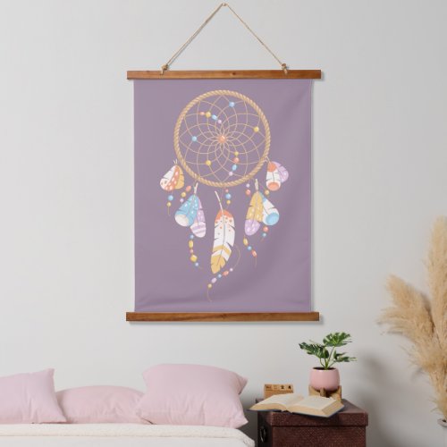 Tribal Dreamcatcher Boho Purple Hanging Tapestry