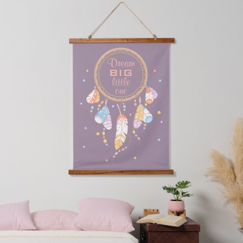 Tribal Dreamcatcher Boho Purple Quote Hanging Tapestry