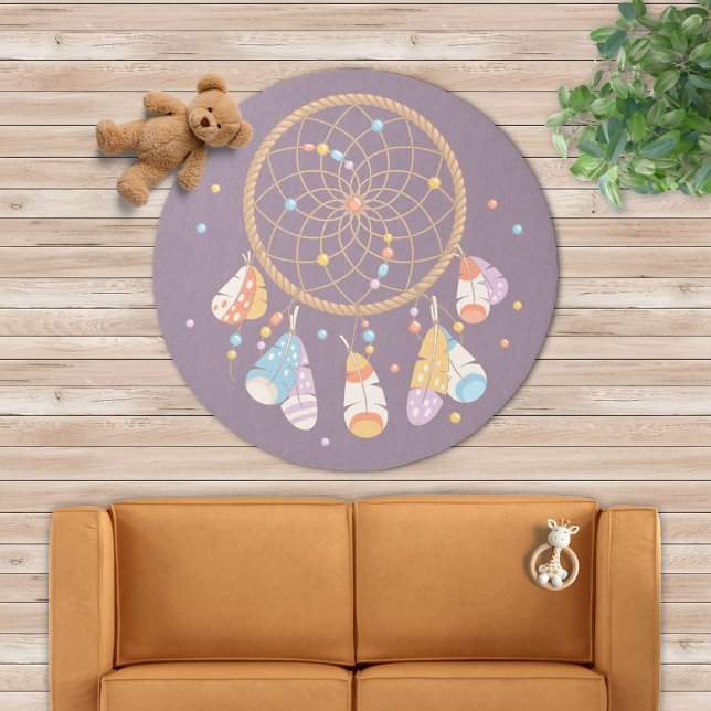 Tribal Dreamcatcher Boho Purple Rug (Creator Uploaded)