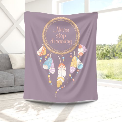 Tribal Dreamcatcher Boho Quote Purple Fleece Blanket