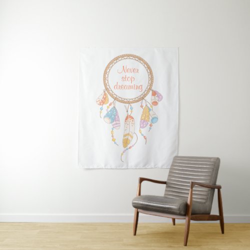 Tribal Dreamcatcher Boho Quote Tapestry
