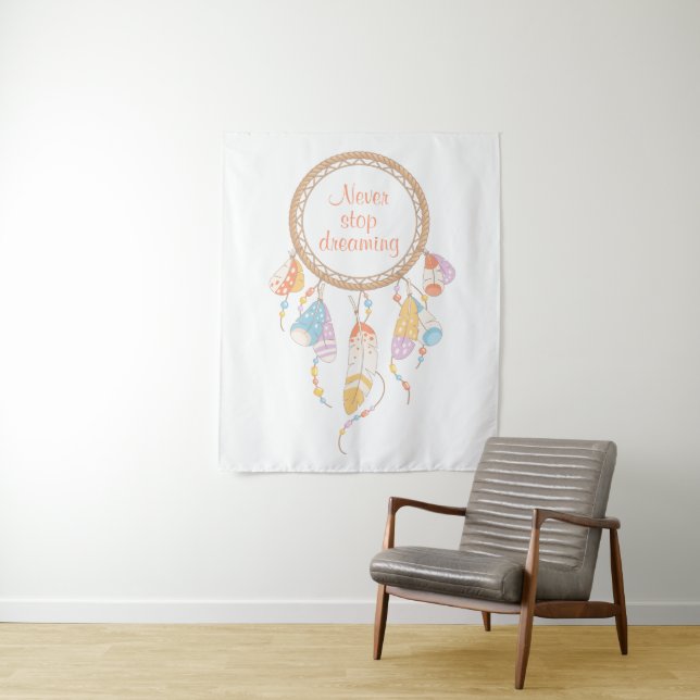 Tribal Dreamcatcher Boho Quote Tapestry (In Situ)