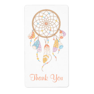 Tribal Dreamcatcher Boho Thank You Label