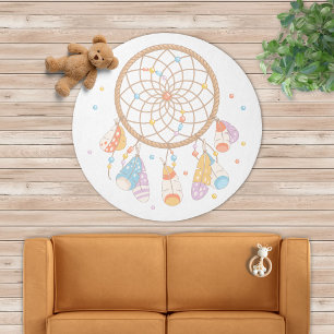 Tribal Dreamcatcher Boho White Rug