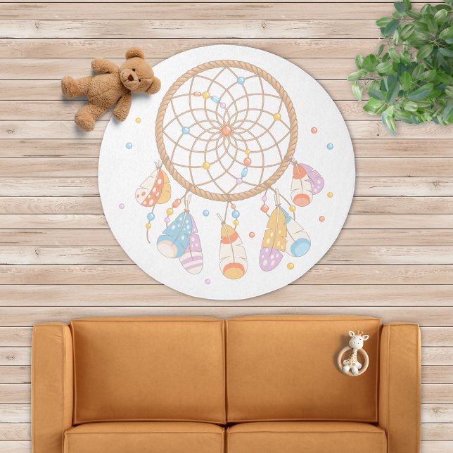 Tribal Dreamcatcher Boho White Rug (Creator Uploaded)