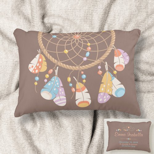 Tribal Dreamcatcher New Baby Name Birth Keepsake Accent Pillow