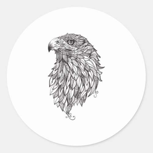 Tribal eagle graphic print classic round sticker