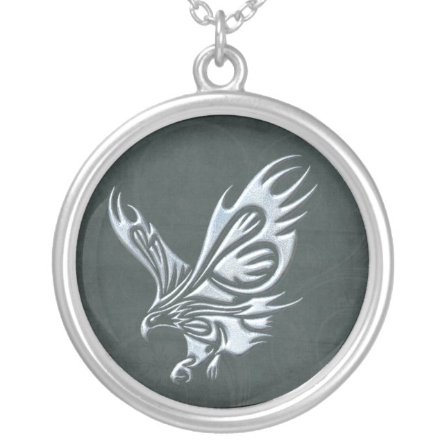 Tribal Eagle Silver Plated Necklace (Front)