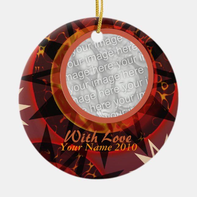 Tribal Earth Family Photo Ornament (Front)