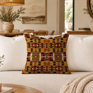 Tribal Earthy African Geometric Throw Pillow Desig