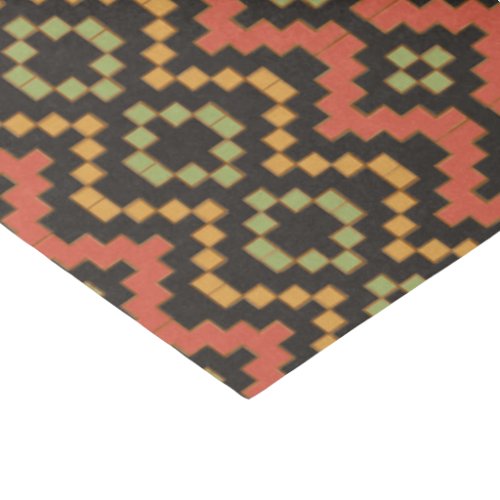 Tribal Egyptian Red Black Green Basket Weave Tissue Paper