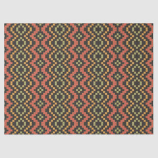 Tribal Egyptian Red Black Green Basket Weave Tissue Paper