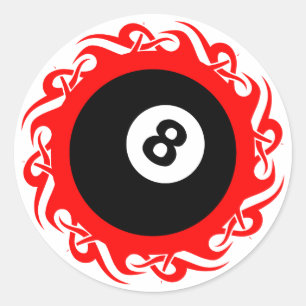 tribal eightball classic round sticker