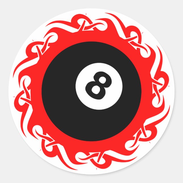 tribal eightball classic round sticker (Front)