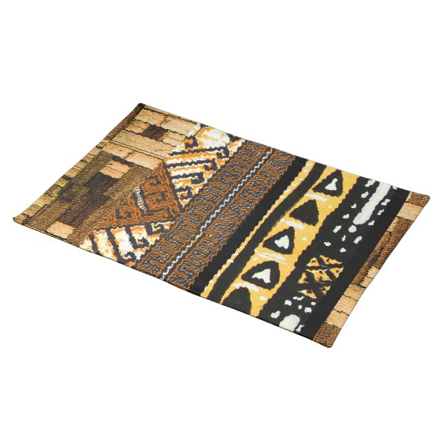 Tribal Elegance: Woven Symbolism Cloth Placemat (On Table)