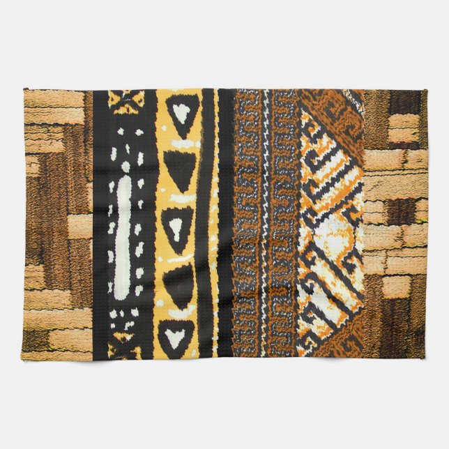 Tribal Elegance: Woven Symbolism Kitchen Towel (Horizontal)