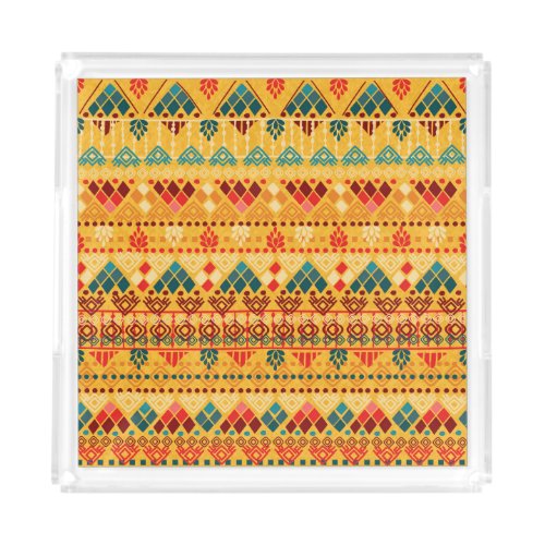 Tribal elements versatile seamless pattern acrylic tray