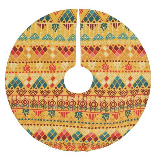 Tribal elements versatile seamless pattern brushed polyester tree skirt