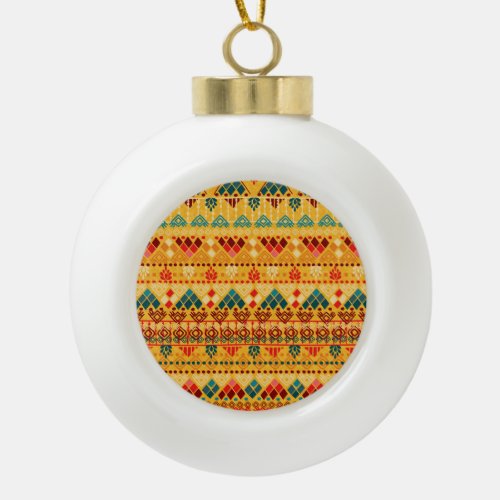 Tribal elements versatile seamless pattern ceramic ball christmas ornament