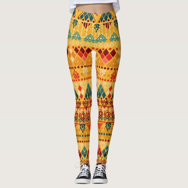 Tribal elements, versatile seamless pattern. leggings (Front)