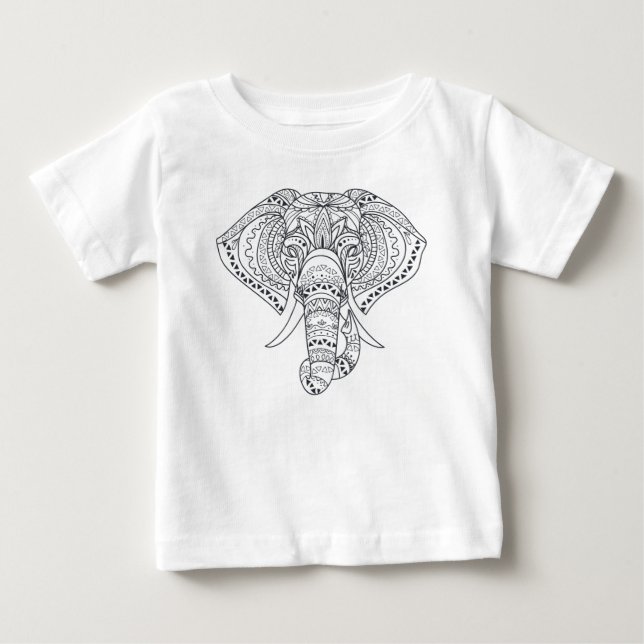 Tribal elephant African animal art Baby T-Shirt (Front)