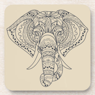 Tribal elephant African animal art Beverage Coaster