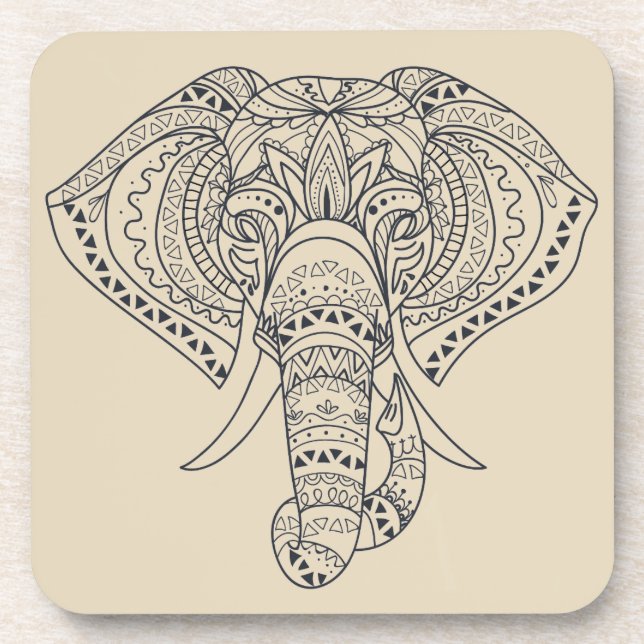 Tribal elephant African animal art Beverage Coaster (Front)
