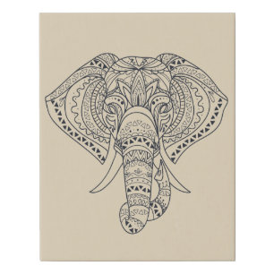 Tribal elephant African animal art Faux Canvas Print