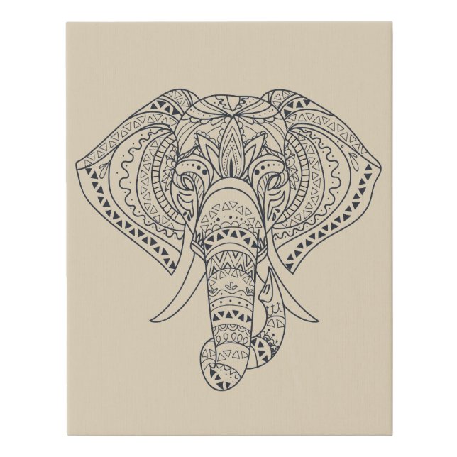 Tribal elephant African animal art Faux Canvas Print (Front)