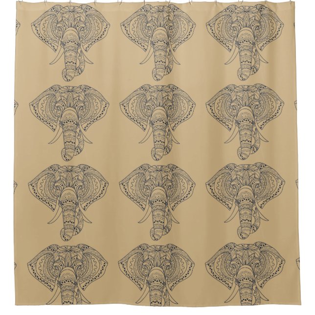 Tribal elephant African animal art Shower Curtain (Front)