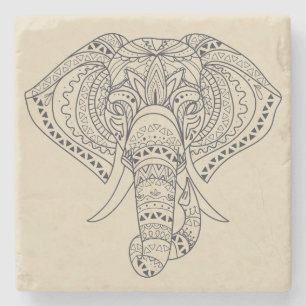Tribal elephant African animal art Stone Coaster