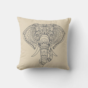 Tribal elephant African animal art Throw Pillow