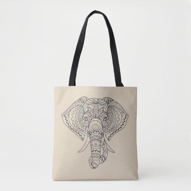 Tribal elephant African animal art Tote Bag (Front)
