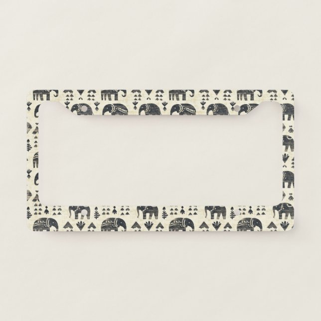 Tribal Elephant Boho Pattern (1) License Plate Frame (Front)