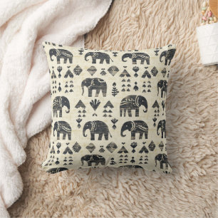 Tribal Elephant Boho Pattern (1) Throw Pillow