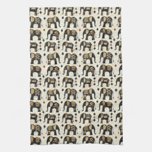 Tribal Elephant Boho Pattern (2) Kitchen Towel