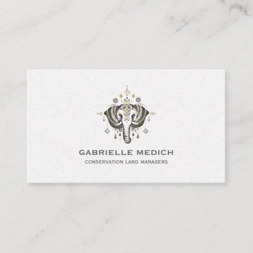 Tribal elephant head illustration business card