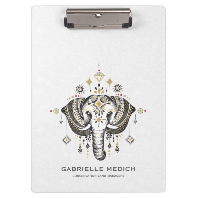 Tribal elephant head illustration clipboard (Front)