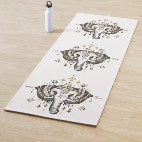 Tribal elephant illustration yoga mat