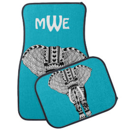 Tribal Elephant Monogram Car Mats