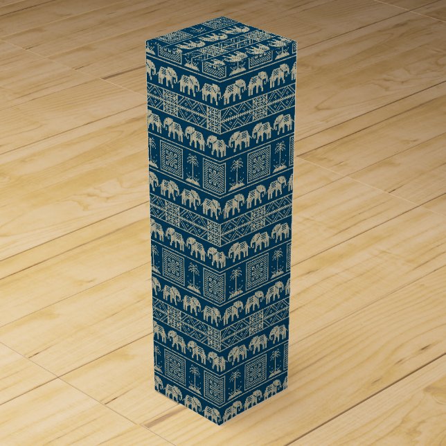 Tribal Elephant & Trees Wine Box (Front)