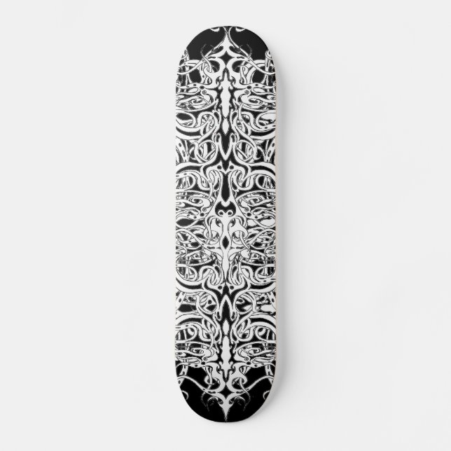 Tribal Empire Tattoo Black and White Skateboard Deck (Front)