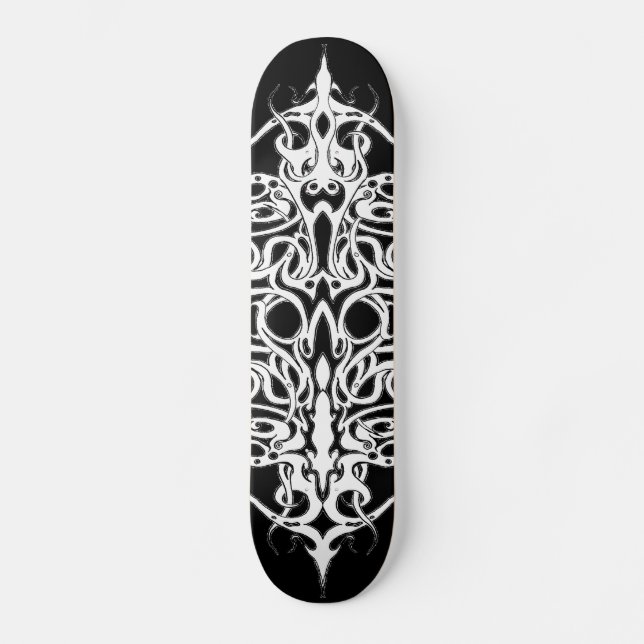 Tribal Empire Tattoo Black and White Skateboard Deck (Front)
