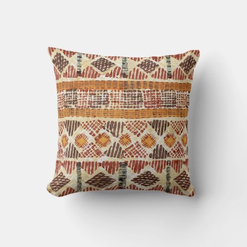 Tribal Ethnic Abstract Rustic Geometric Pattern Throw Pillow